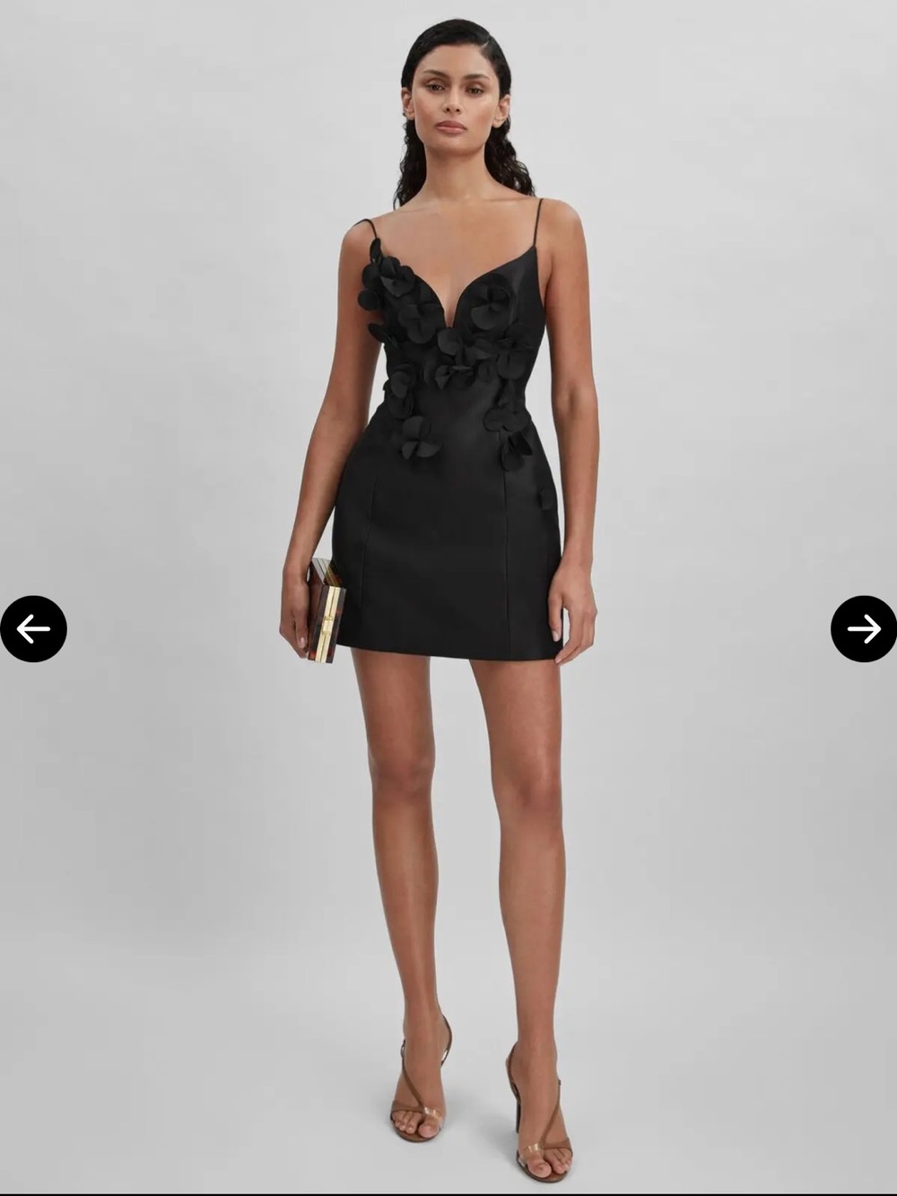 acler isla black 3d floral applique mini LBD party cocktail dress size XS NEW